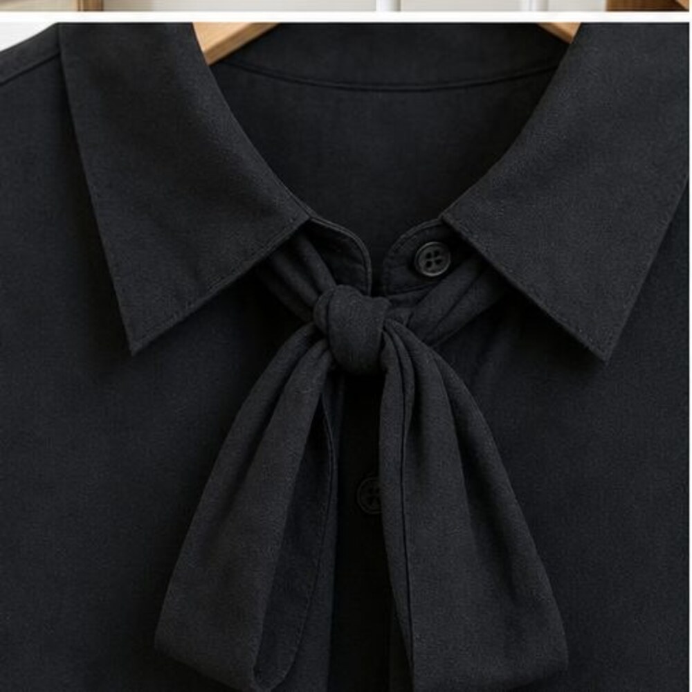 Black Button Blouse - Picture 4 of 6